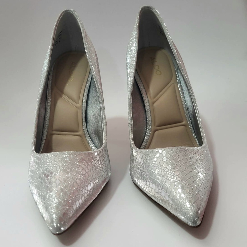 Aldo Stessy Silver Glitter Heels